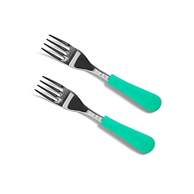 Avanchy Stainless Steel Baby Forks in Green (Set of 2). View a larger version of this product image.