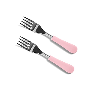 Avanchy Stainless Steel Baby Forks in Pink (Set of 2). View a larger version of this product image.