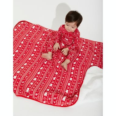 Bellabu Bear Polar Isle Sherpa Baby Blanket in Red. View a larger version of this product image.