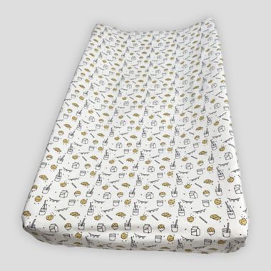 Bellabu Bear Milk &amp; Cookies Changing Pad Cover in White. View a larger version of this product image.
