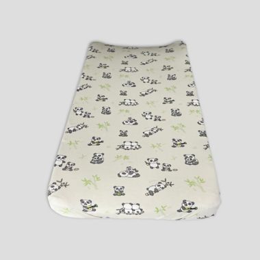 Bellabu Bear Panda Changing Pad Cover in Beige. View a larger version of this product image.