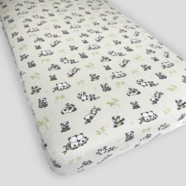 Bellabu Bear Panda Crib Sheet in Beige. View a larger version of this product image.
