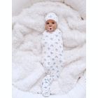 Alternate image 2 for Bellabu Bear Butterfly Swaddle and Beanie Set in White