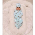 Alternate image 2 for Bellabu Bear Vintage Airplane Swaddle and Beanie Set in Blue
