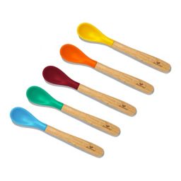 Avanchy Bamboo + Silicone Infant Feeding Spoons in Blue (Set of 5)
