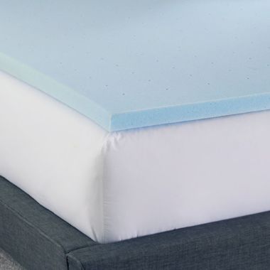 BodiPEDIC&trade; 2" Cooling Gel Memory Foam Queen Mattress Topper in Blue. View a larger version of this product image.