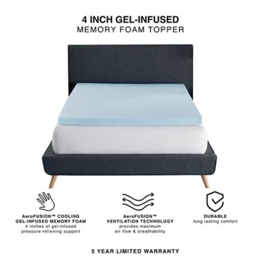 BodiPEDIC&trade; 4" Cooling Gel Memory Foam Mattress Topper. View a larger version of this product image.