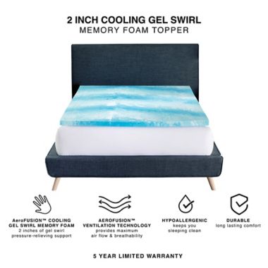 BodiPEDIC&trade; 2" Cooling Gel Swirl Memory Foam Mattress Topper. View a larger version of this product image.