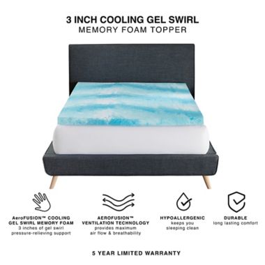 BodiPEDIC&trade; 3" Cooling Gel Swirl Memory Foam Mattress Topper. View a larger version of this product image.