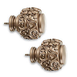 Cambria® Estate Carved Doorknob Finials in Warm Gold (Set of 2)