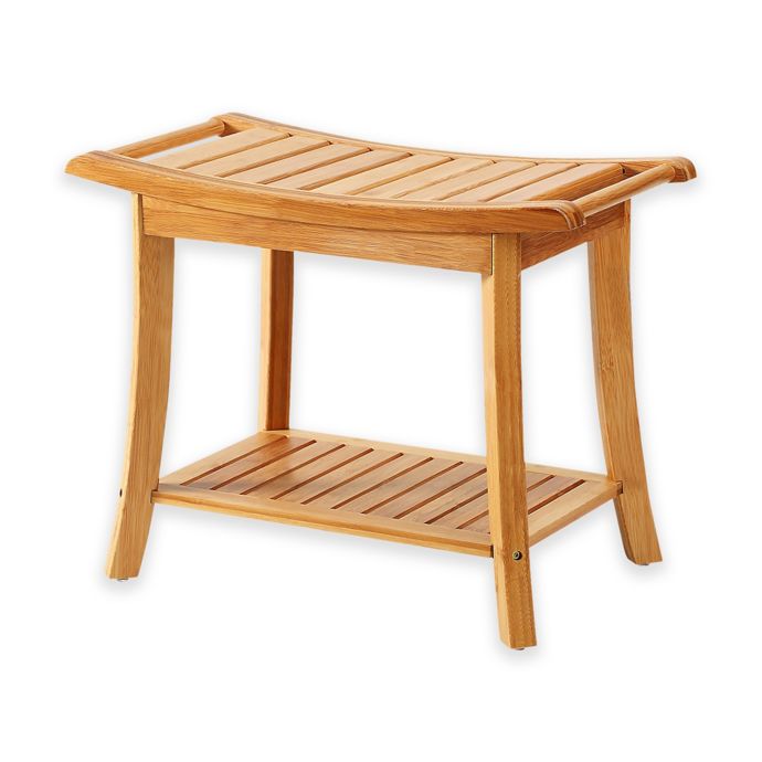 New Ridge Home Goods® Bamboo Shower Bench with Shelf Bed Bath & Beyond