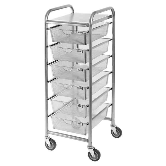 Seville Classics Steel Mesh 6 Drawer Organizer Cart In Pewter