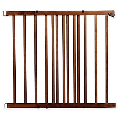 Evenflo&reg; Walk-Thru&trade; Farmhouse Hardware-Mount Stairway Safety Gate in Brown. View a larger version of this product image.