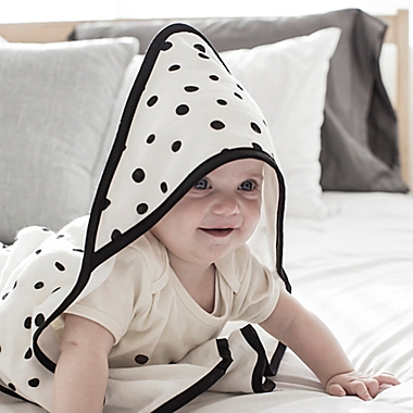 Double-Sided Muslin Hooded Towel in Black. View a larger version of this product image.