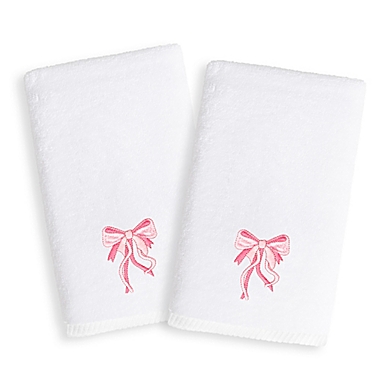 Linum Home Textiles Kids Bow Terry 2-Piece Hand Towel Set. View a larger version of this product image.