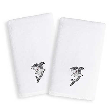 Linum Home Textiles Kids Shark Terry 2-Piece Hand Towel Set. View a larger version of this product image.