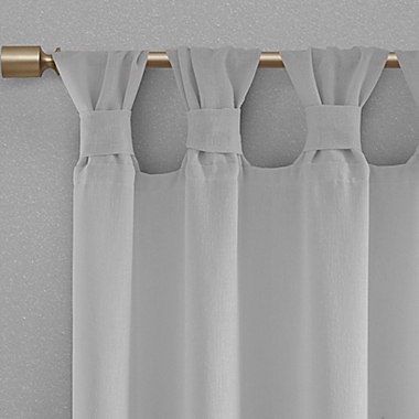 Madison Park Rosette Floral Cuff 84-Inch Twist Tab Window Curtain Panel in Grey (Single). View a larger version of this product image.