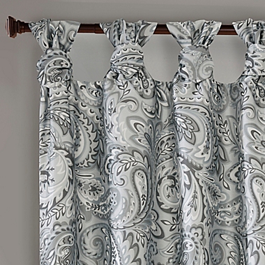 Madison Park Yvette Paisley Printed 95-Inch Twist Tab Window Curtain Panel in Grey (Single). View a larger version of this product image.