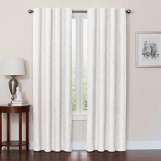 Alternate image 1 for Quinn 84-Inch 100% Blackout Insulated Rod Pocket/Back Tab Curtain Panel in White (Single)
