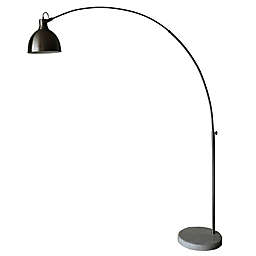 Fangio Lighting Arched Floor Lamp with Swivel Head in Brushed Steel/White