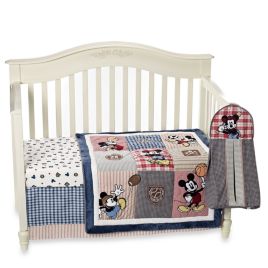 Kidsline Vintage Mickey Mouse 4 Piece Crib Bedding Set And