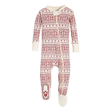 Burt&#39;s Bees Baby&reg; Fair Isle Footie in Red/Ivory. View a larger version of this product image.