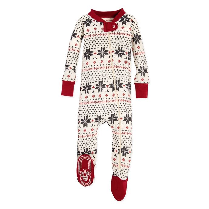 Burt's Bees Baby® Snowflake Holiday Footed Pajama in Grey Bed Bath