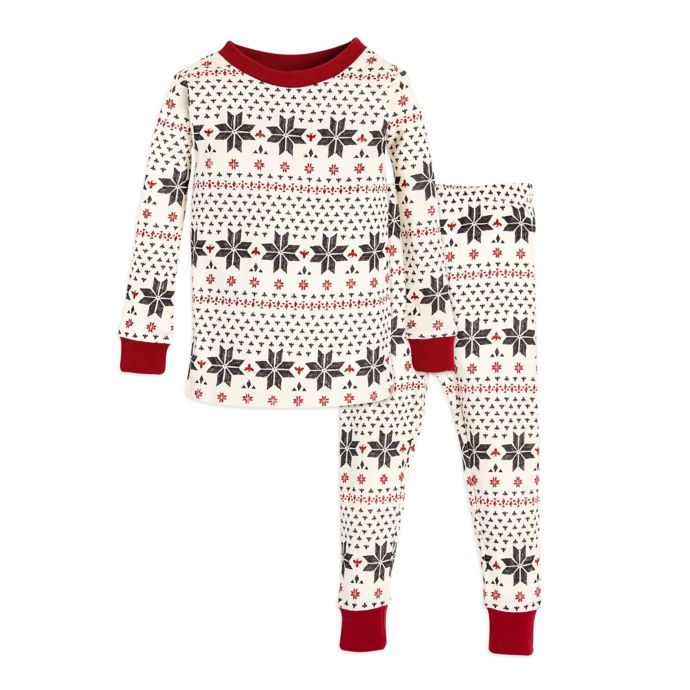 Burt's Bees Baby® 2Piece Snowflake Holiday Pajama Set in Grey Bed