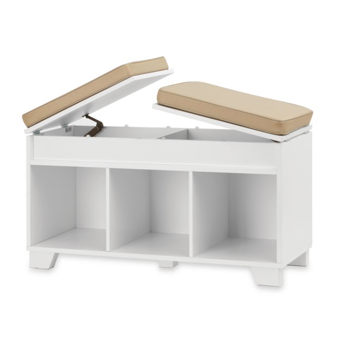 Real Simple® 3-Cube Split-Top Storage Bench in White | Bed ...