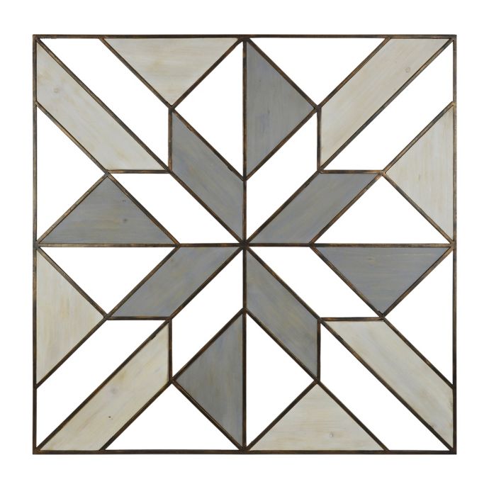 Wood And Metal Geometric Wall Art In Grey White Bed Bath Beyond