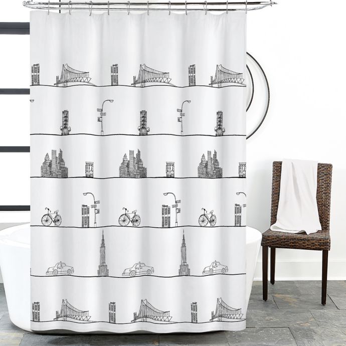 Nyc Skyline Shower Curtain In White Bed Bath Beyond