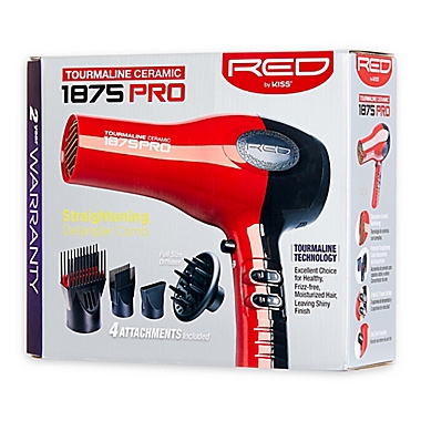 KISS&reg; Ceramic Tourmaline Hair Dryer in Red. View a larger version of this product image.