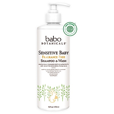 Babo Botanicals&reg; 16 fl. oz. Sensitive Baby Fragrance-Free Shampoo &amp; Wash. View a larger version of this product image.