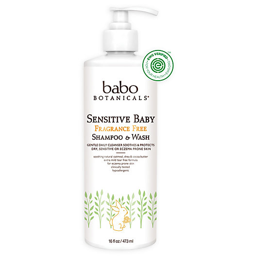Alternate image 1 for Babo Botanicals® 16 fl. oz. Sensitive Baby Fragrance-Free Shampoo & Wash