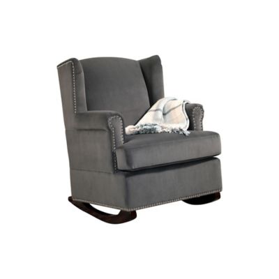 grey velvet rocking chair