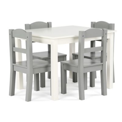 Tot Tutors 5-Piece Wooden Table and Chairs Set in White/Grey