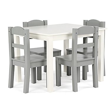 Tot Tutors 5-Piece Wooden Table and Chairs Set in White/Grey. View a larger version of this product image.