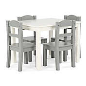Tot Tutors 5-Piece Wooden Table and Chairs Set in White/Grey