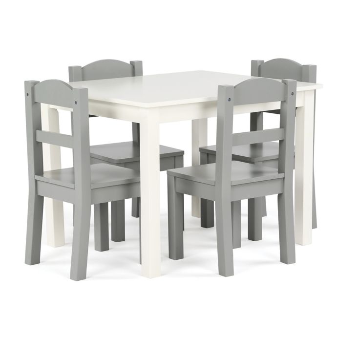 Tot Tutors 5 Piece Wooden Table And Chairs Set In White Grey Bed