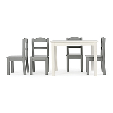 Tot Tutors 5-Piece Wooden Table and Chairs Set in White/Grey. View a larger version of this product image.
