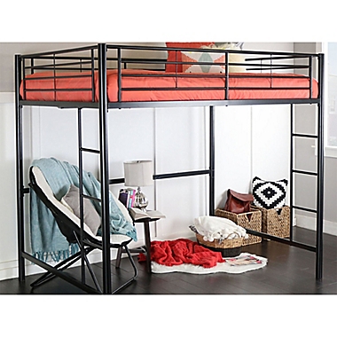 Forest Gate Riley Full Size Metal Loft Bed in Black. View a larger version of this product image.