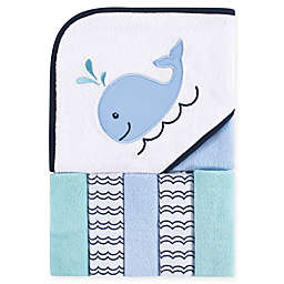 Luvable Friends® 6-Piece Whale Hooded Towel and Washcloth Set in Blue
