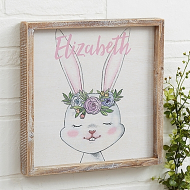 Woodland Floral Bunny 12-Inch x 12-Inch Barnwood Frame Wall Art. View a larger version of this product image.