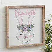 Woodland Floral Bunny 12-Inch x 12-Inch Barnwood Frame Wall Art