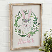 Woodland Floral Bunny Barnwood Frame Wall Art