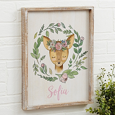 Woodland Floral Deer 14-Inch x 18-Inch Barnwood Frame Wall Art. View a larger version of this product image.