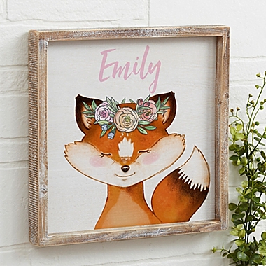 Woodland Floral Fox 12-Inch x 12-Inch Barnwood Frame Wall Art. View a larger version of this product image.