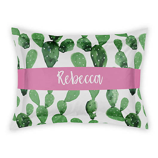 Alternate image 1 for Designs Direct Watercolor Cactus Pillow Sham in Green