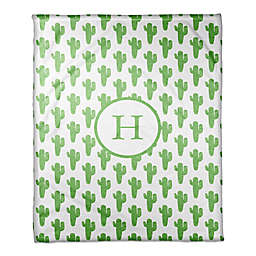 Designs Direct Watercolor Cactus Fleece Blanket in Green