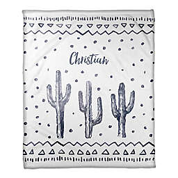 Designs Direct Watercolor Cactus Fleece Blanket in Blue
